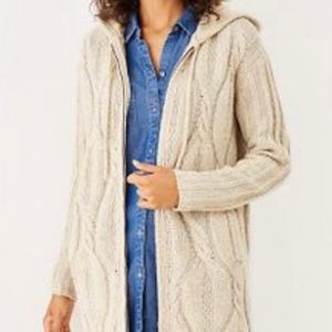 J Jill Cable Knit Brown Zip Sweater